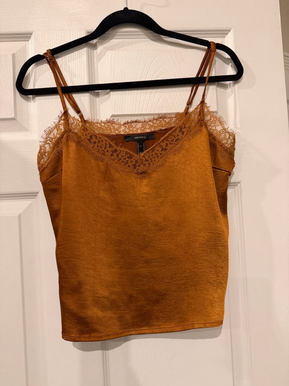 Forever 21 Rust Lace-Trim Satin Cami